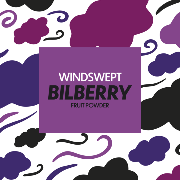 windswept bilberry fruit powder label