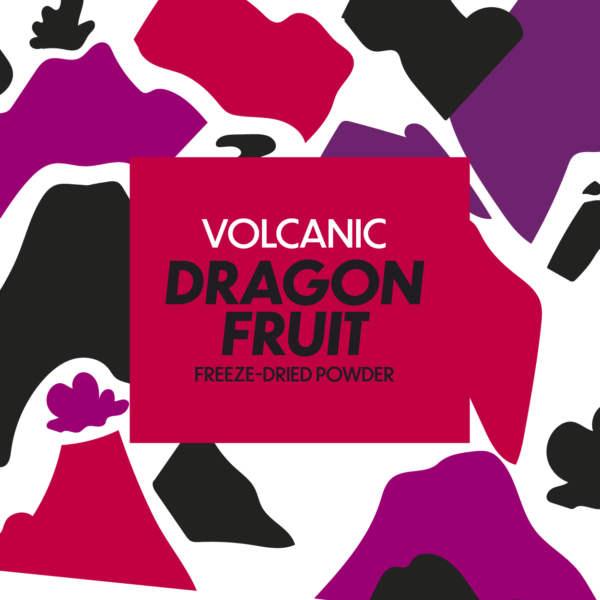 volcanic dragon fruit freeze-dried powder label