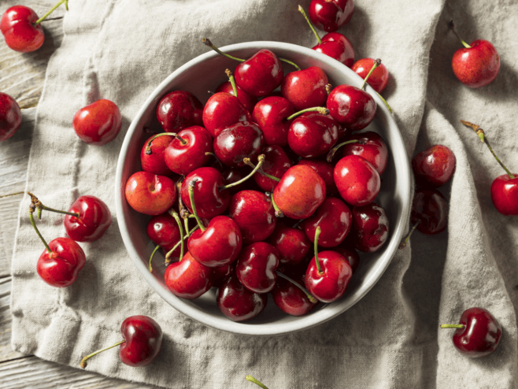 Tart cherries in a bowl